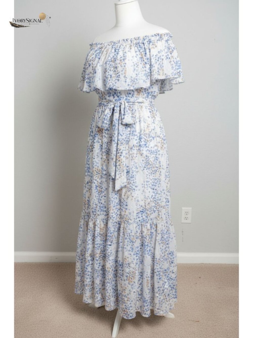 Plus Size Off Shoulder Floral Maxi Dress Chiffon Summer Wedding Guest